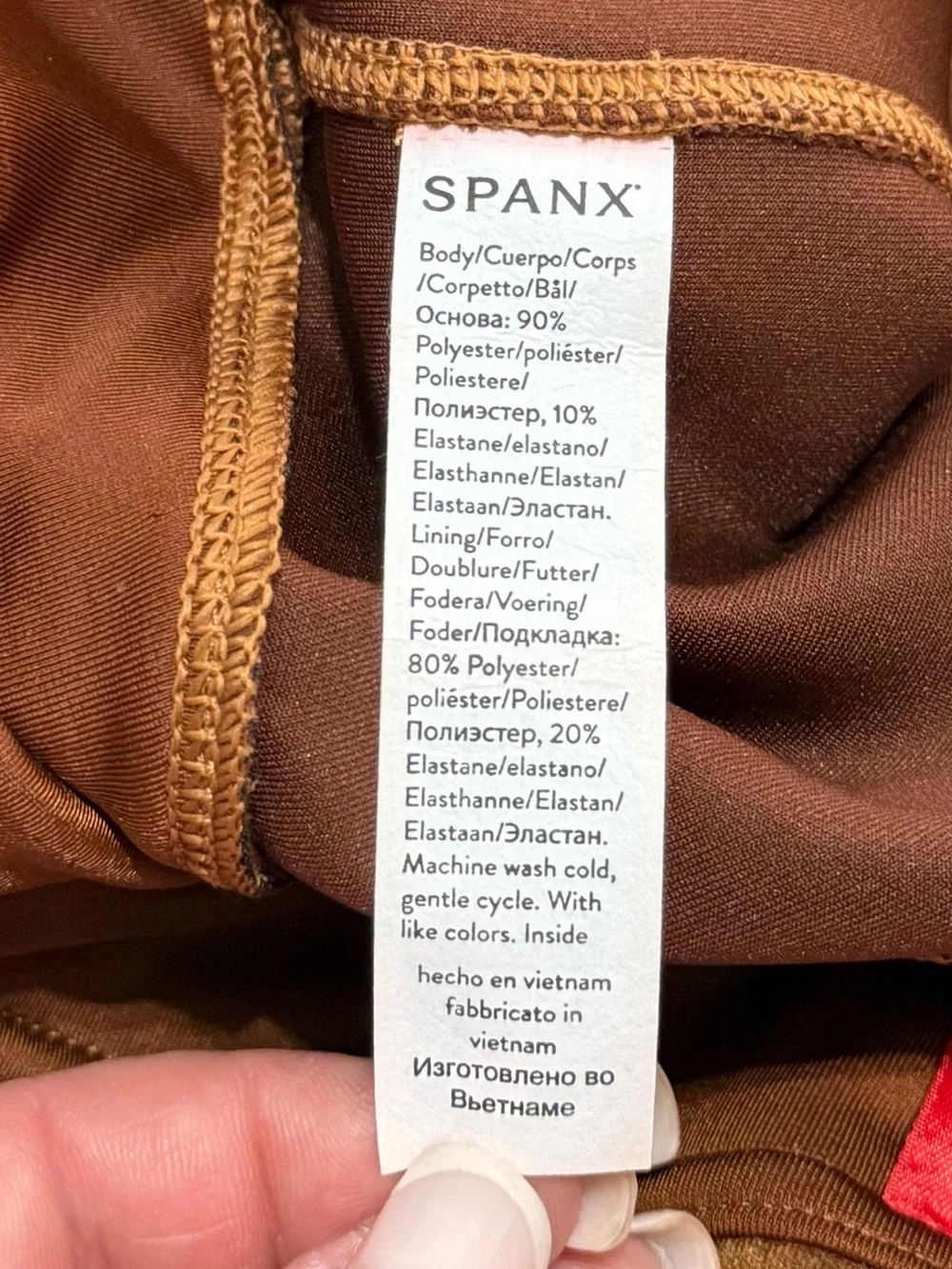 NEW SPANX Faux Suede Leggings Rich Caramel Brown Size Medium 28" Inseam - Picture 9 of 11